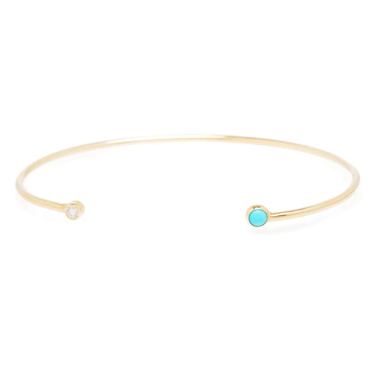 14K Gold Turquoise & Diamond Open Cuff