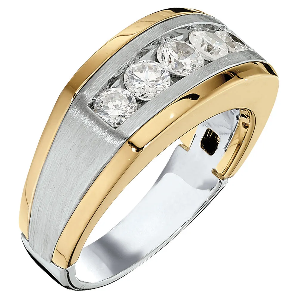 14K Men's Two-Tone Diamond Wedding Band