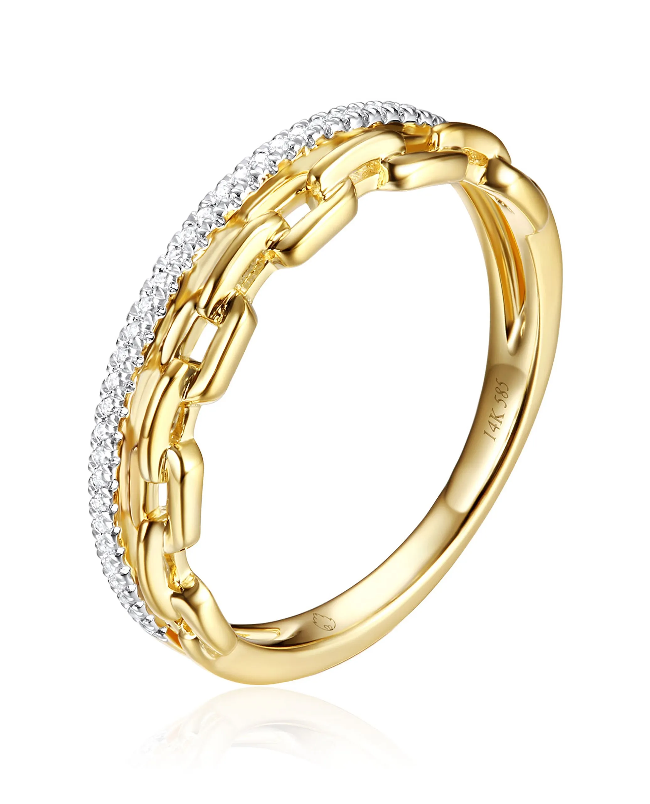 14K Two Tone Stackable Link Ring