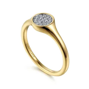 14K Yellow Gold Diamond Pavé Mini Signet Ring - LR52238Y45JJ