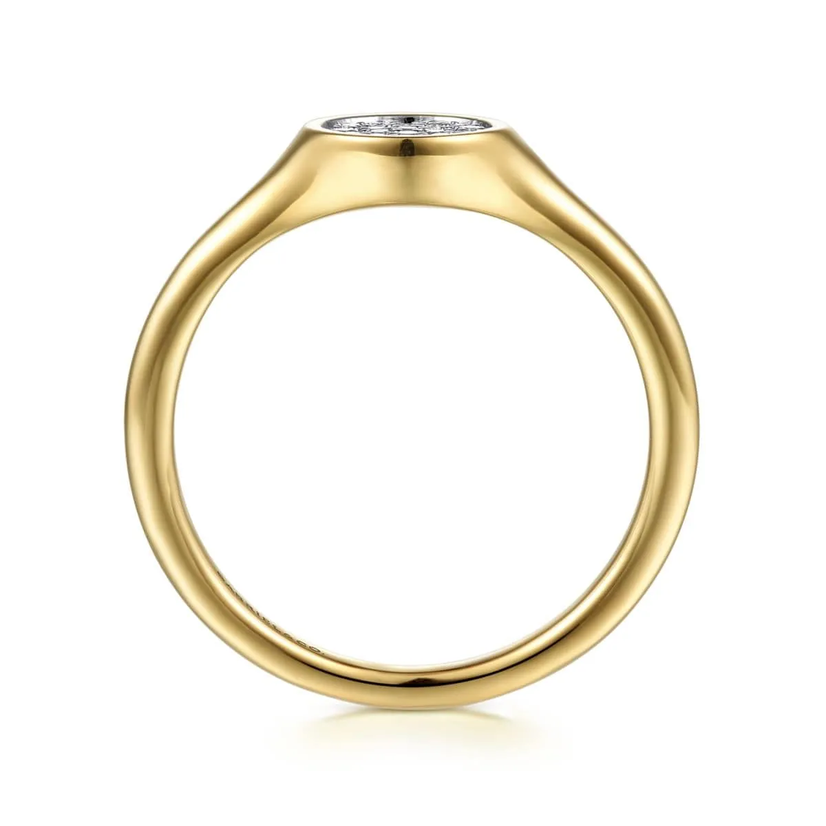 14K Yellow Gold Diamond Pavé Mini Signet Ring - LR52238Y45JJ