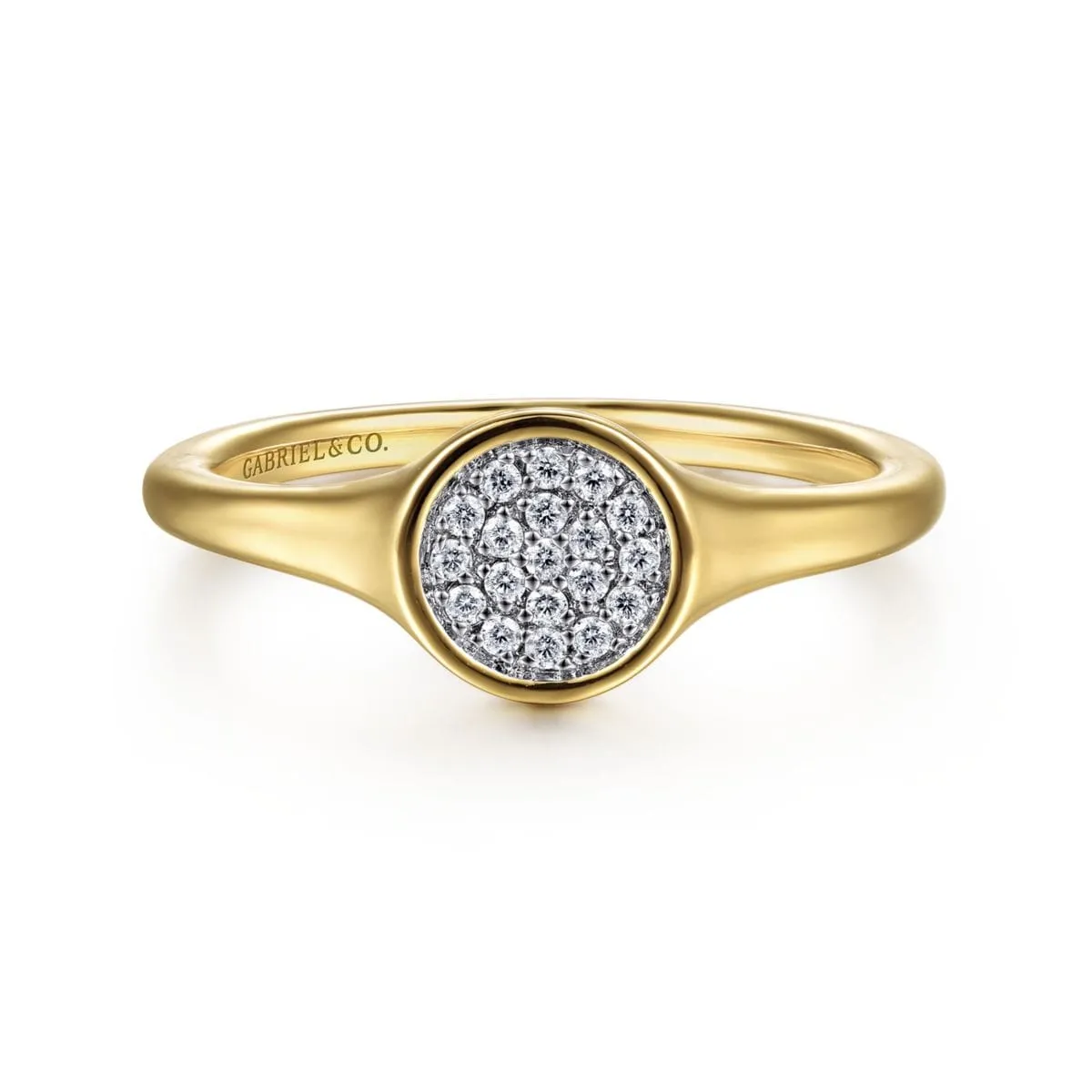 14K Yellow Gold Diamond Pavé Mini Signet Ring - LR52238Y45JJ