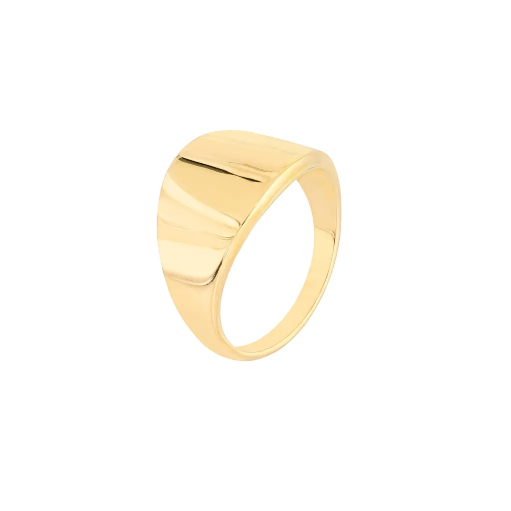 14K Yellow Gold Tapered Signet Ring