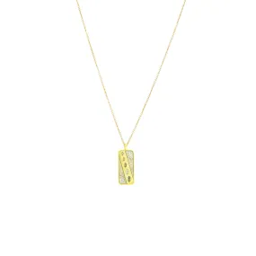 18 Karat White and Yellow Gold Linear Pendant with Multi Colored Diamonds