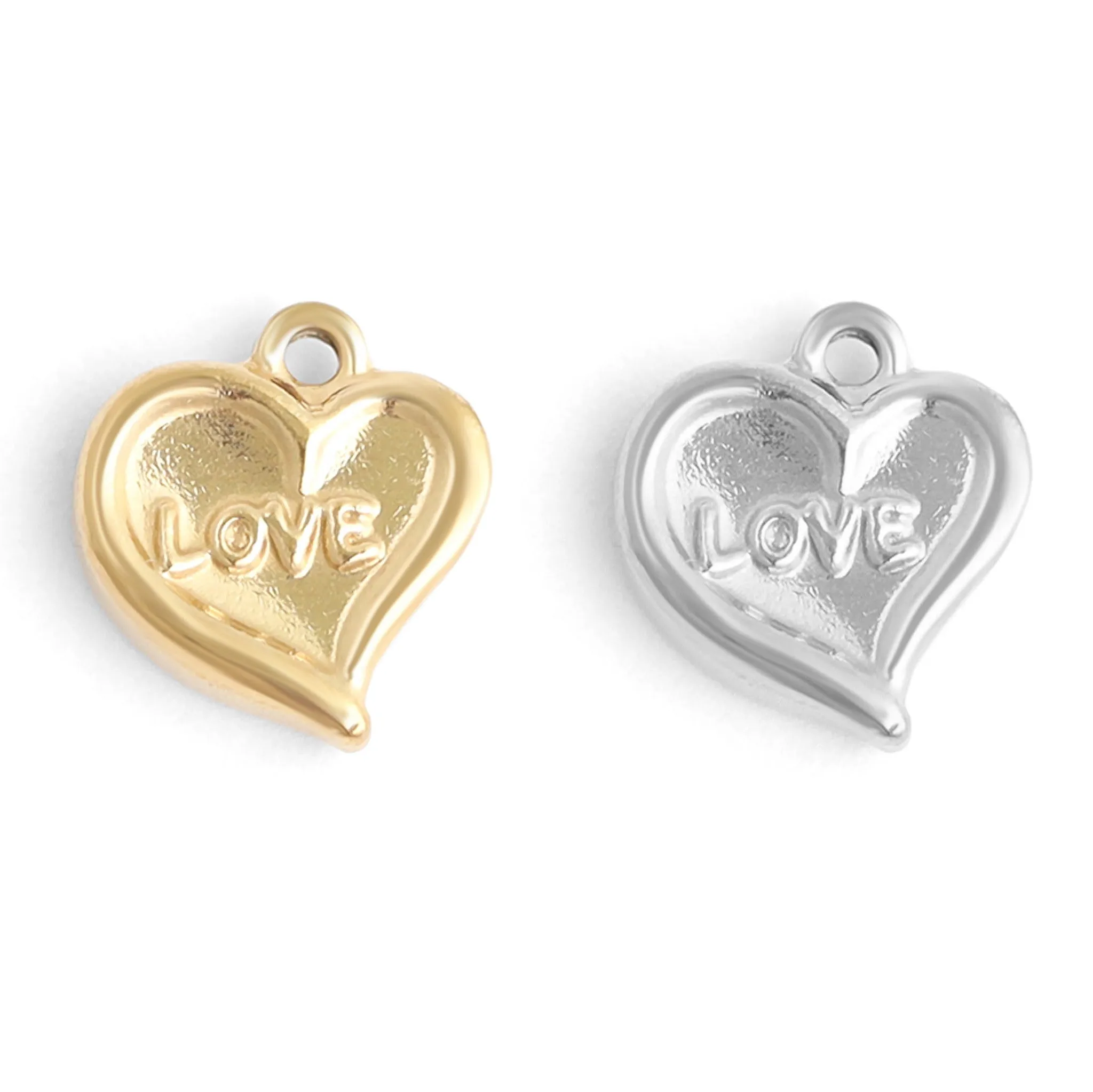 18K Gold PVD Stainless Steel Love Heart Charm / PDL0106