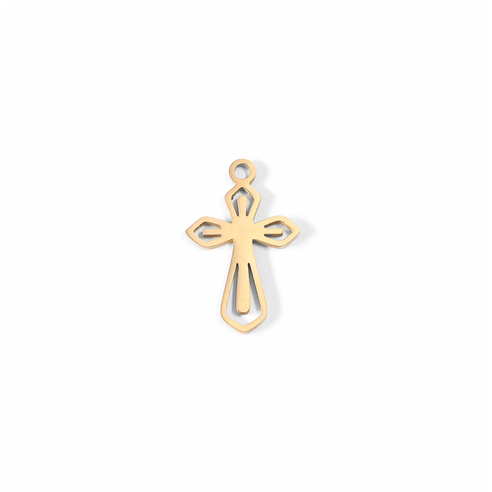 18K Gold PVD Stainless Steel Pointed Cross Charm / PDL0047