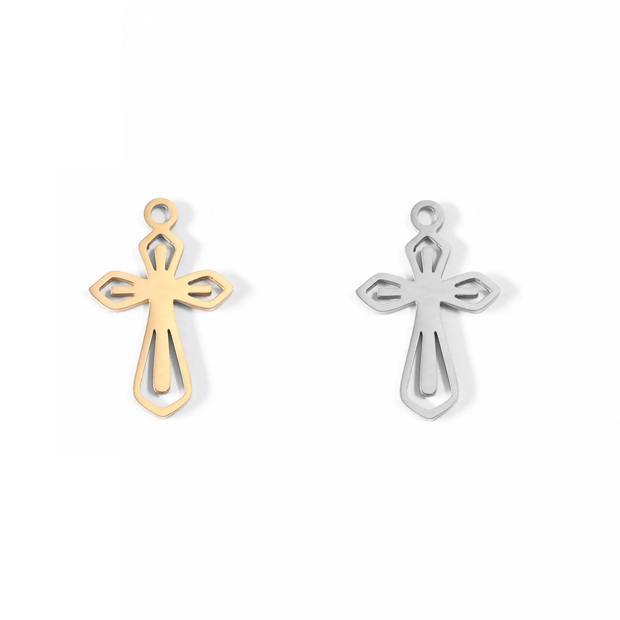 18K Gold PVD Stainless Steel Pointed Cross Charm / PDL0047