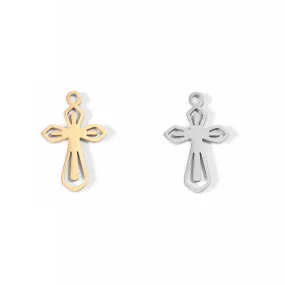 18K Gold PVD Stainless Steel Pointed Cross Charm / PDL0047