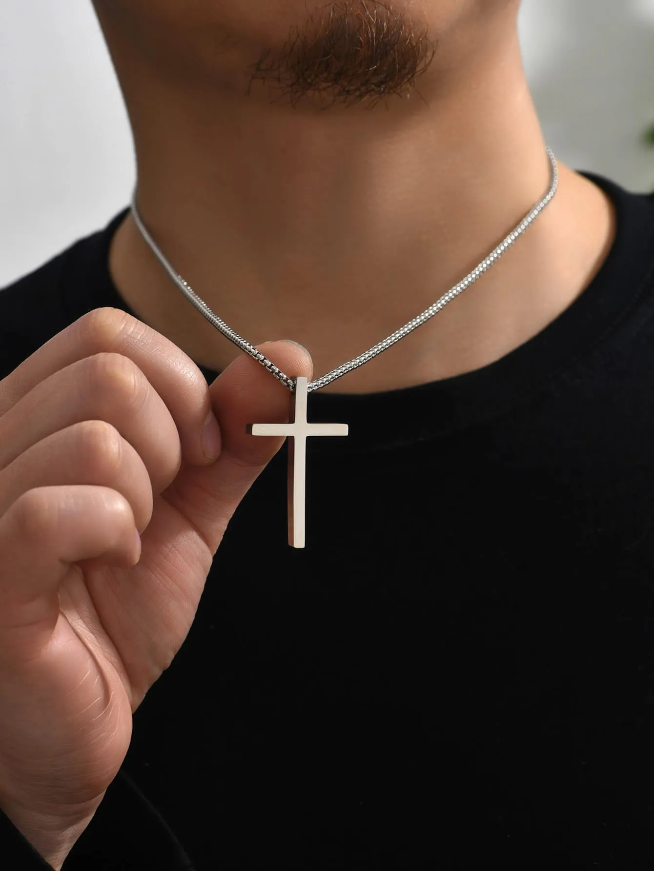 1pc Cross Charm Necklace Stainless Steel Jewelry for Men Jewelry for Men Jewelry