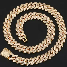 2 Row 12mm Iced Out Necklace Diamonds Cuban Link 5A Cubic Zirconia Clasp