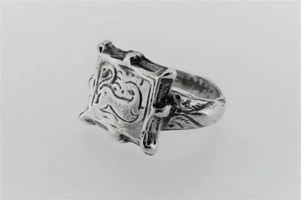 8 point square seal ring - sterling silver