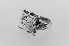 8 point square seal ring - sterling silver