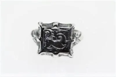 8 point square seal ring - sterling silver