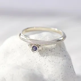 925 Silver Iolite Textured Ring