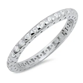 925 Sterling Silver CZ Eternity Ring - 2mm