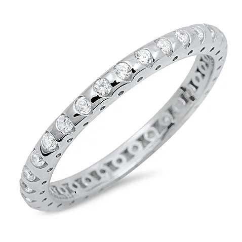 925 Sterling Silver CZ Eternity Ring - 2mm