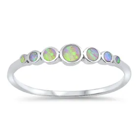 925 Sterling Silver Gradual Opals Ring