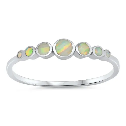 925 Sterling Silver Gradual Opals Ring