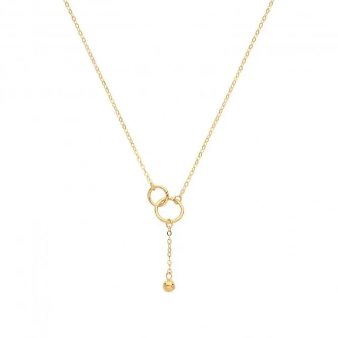 9ct Yellow Gold Double Circle With Drop Chain Necklet NK1609