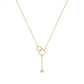 9ct Yellow Gold Double Circle With Drop Chain Necklet NK1609