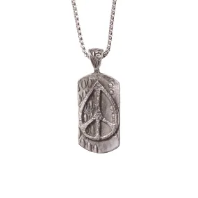 Abstract Peace Sign Dog Tag Necklace