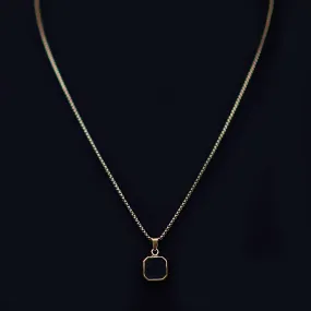 Aden Stainless Steel Box Chain Necklace with Square Stone Pendant