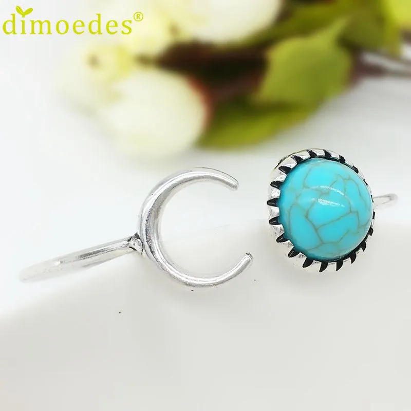 Attractive Fashion Beautiful Bohemian Moon Shape Turquoise Ethnic Cuff Bangles