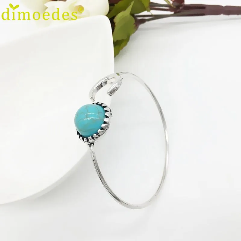 Attractive Fashion Beautiful Bohemian Moon Shape Turquoise Ethnic Cuff Bangles