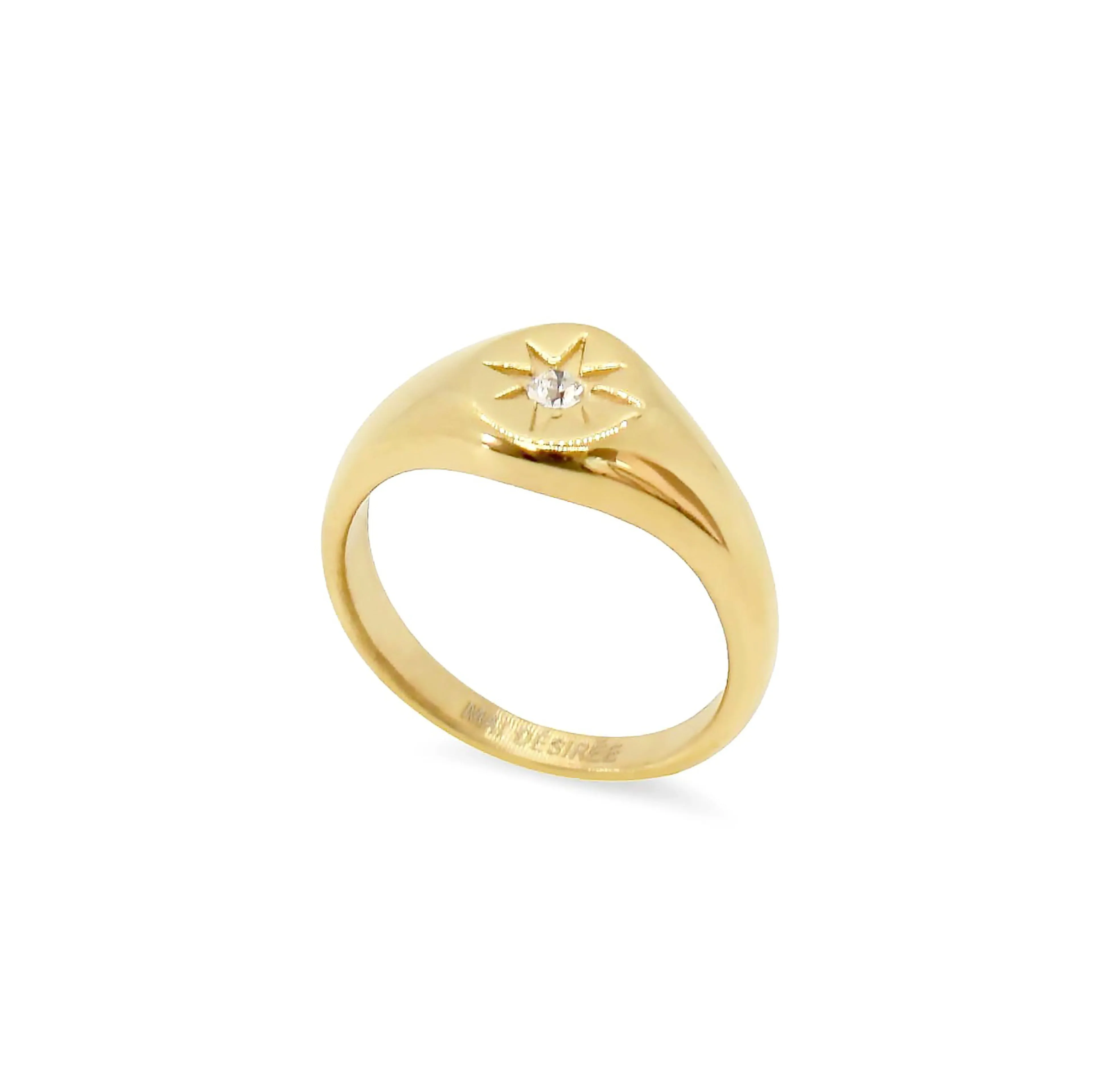 AUGUST GOLD STARBURST SIGNET RING