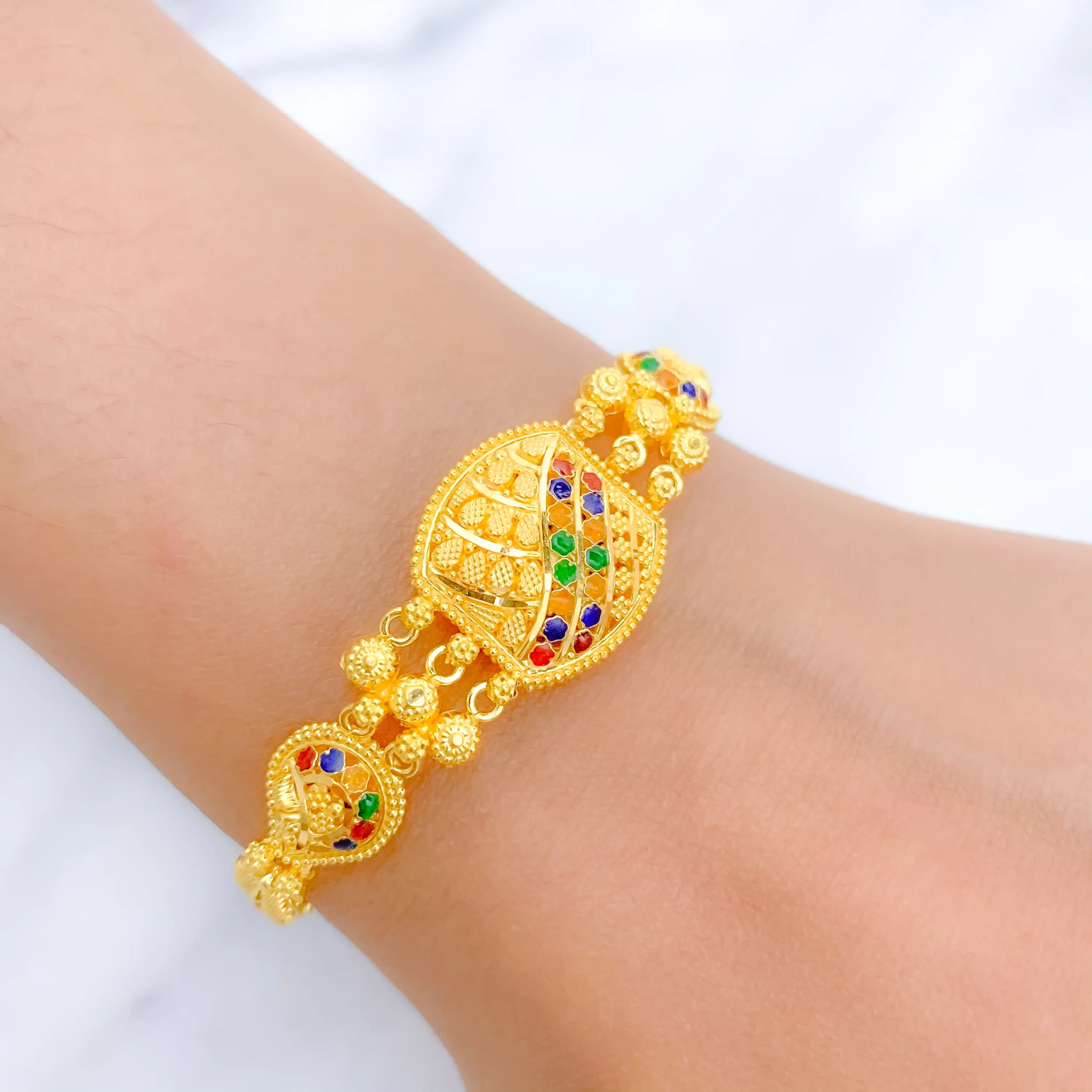 Beaded Meenakari Reversible Bracelet