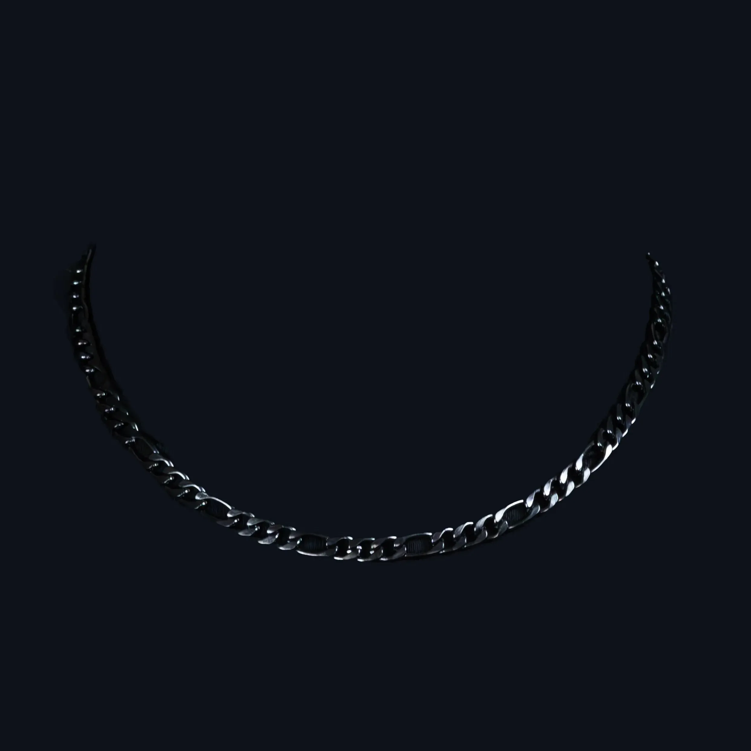 Benjamin Stainless Steel Figaro Chain Necklace