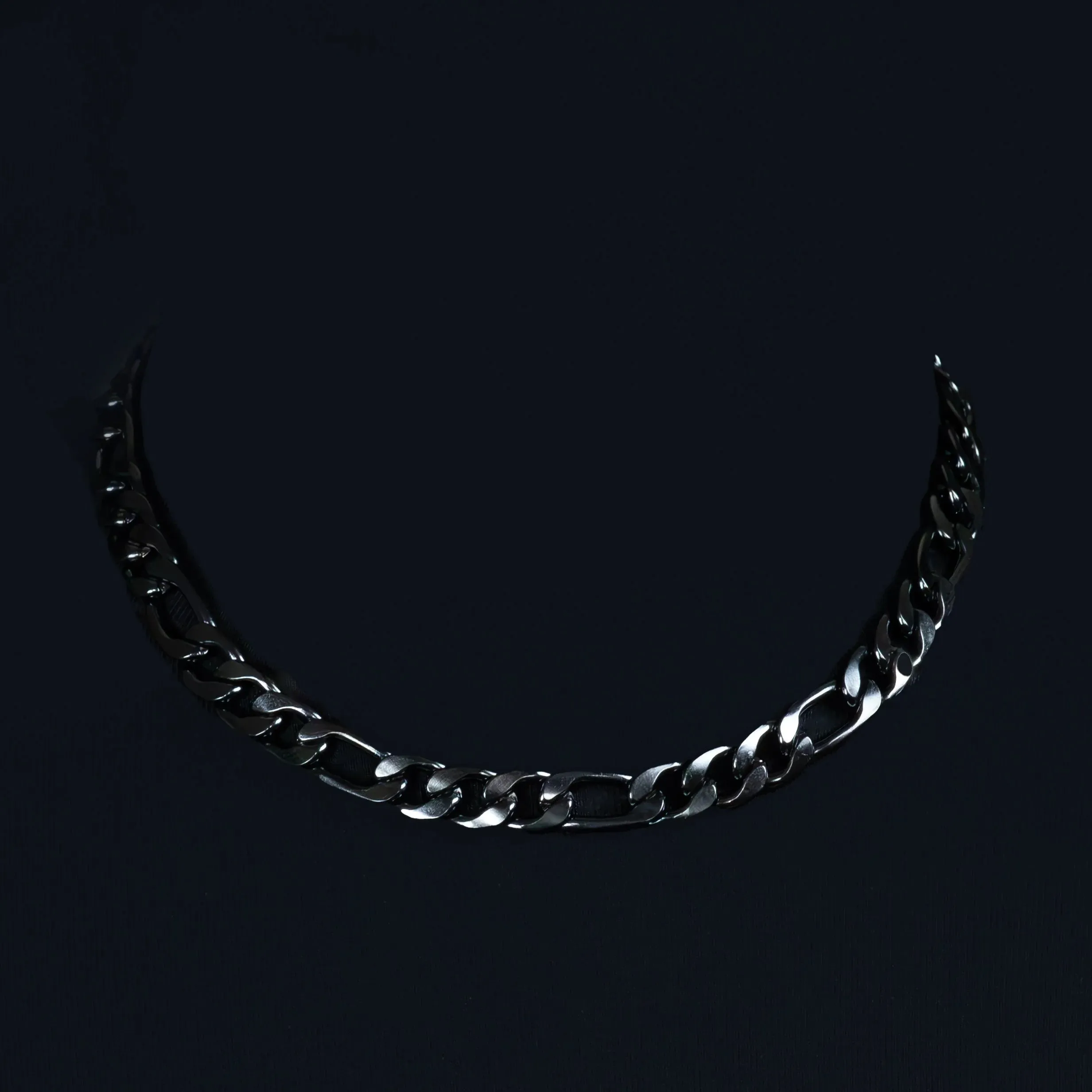 Benjamin Stainless Steel Figaro Chain Necklace