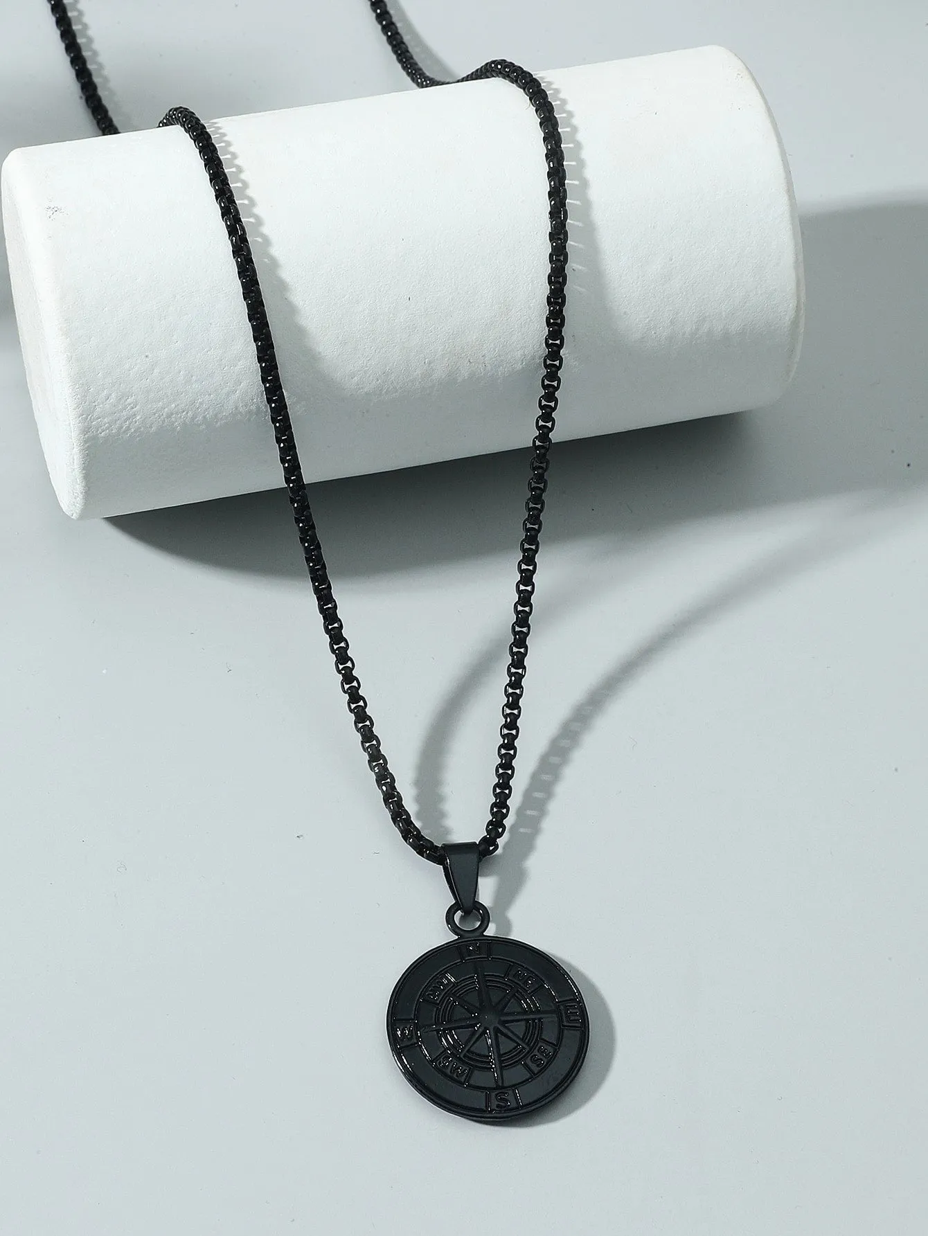 Black Compass Charm Necklace for Men Jewelry for Men Gift for Men Fashion