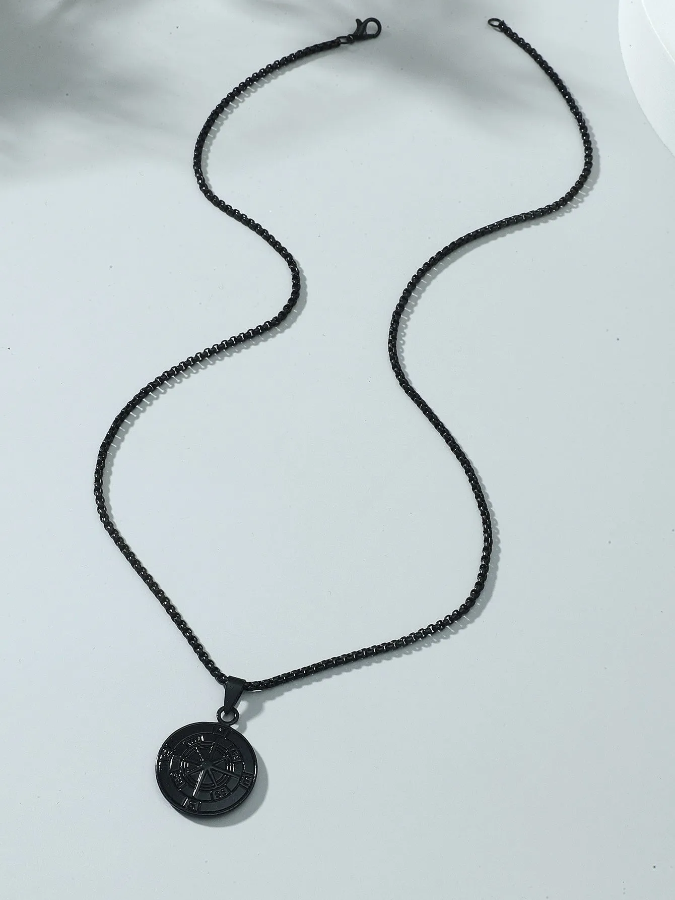 Black Compass Charm Necklace for Men Jewelry for Men Gift for Men Fashion