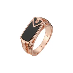 Black oil painted Rose Gold men's signet rings