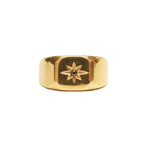 Black Stone Supernova Square Signet Ring