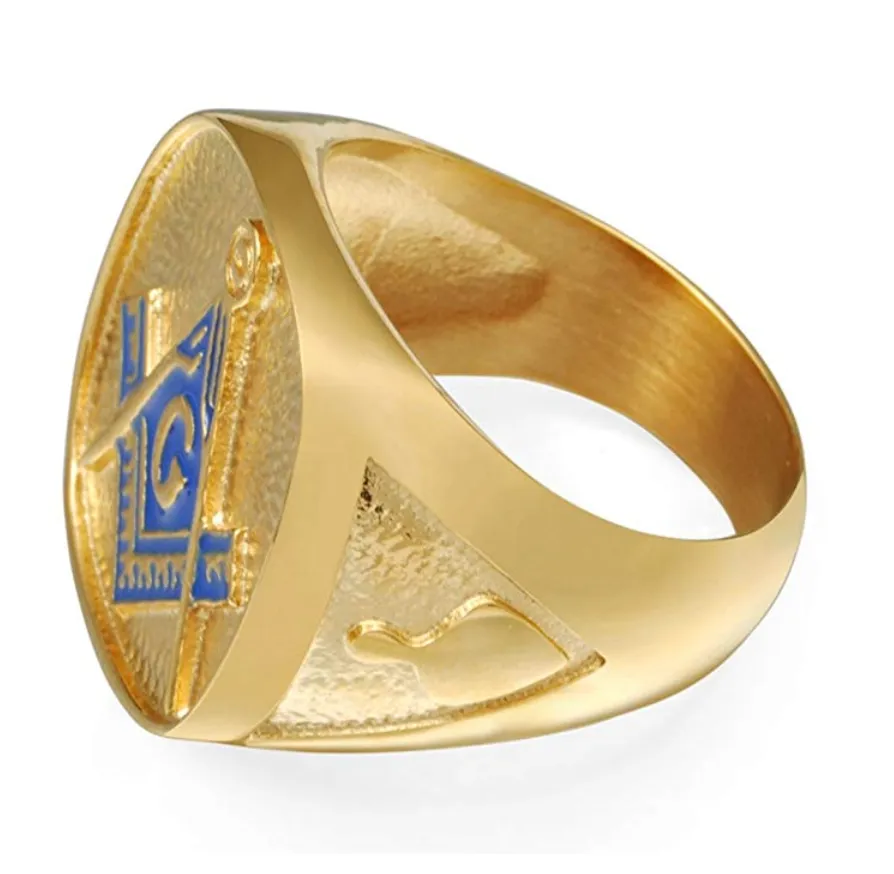 Blue Freemason Ring Gold Silver Color Masonic Ring Past Master Mason Jewelry Regalia Gift