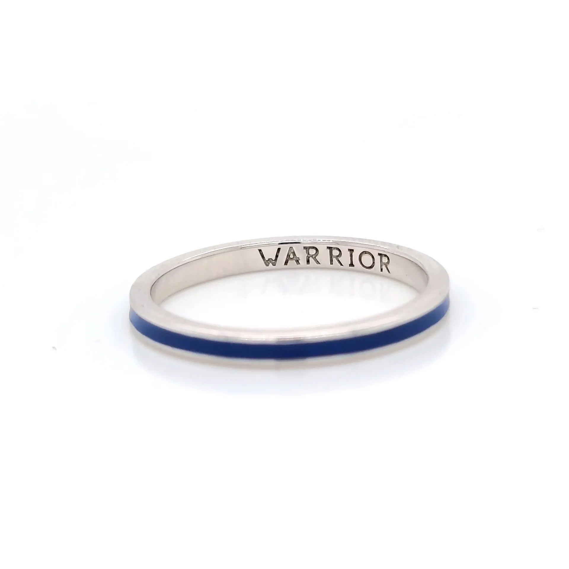 Blue "Warrior" Poesy Stackable Ring