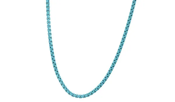 Blue Stainless Steel Book Chain Necklace