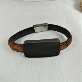 Brown Cork Bracelet with Wood Accent