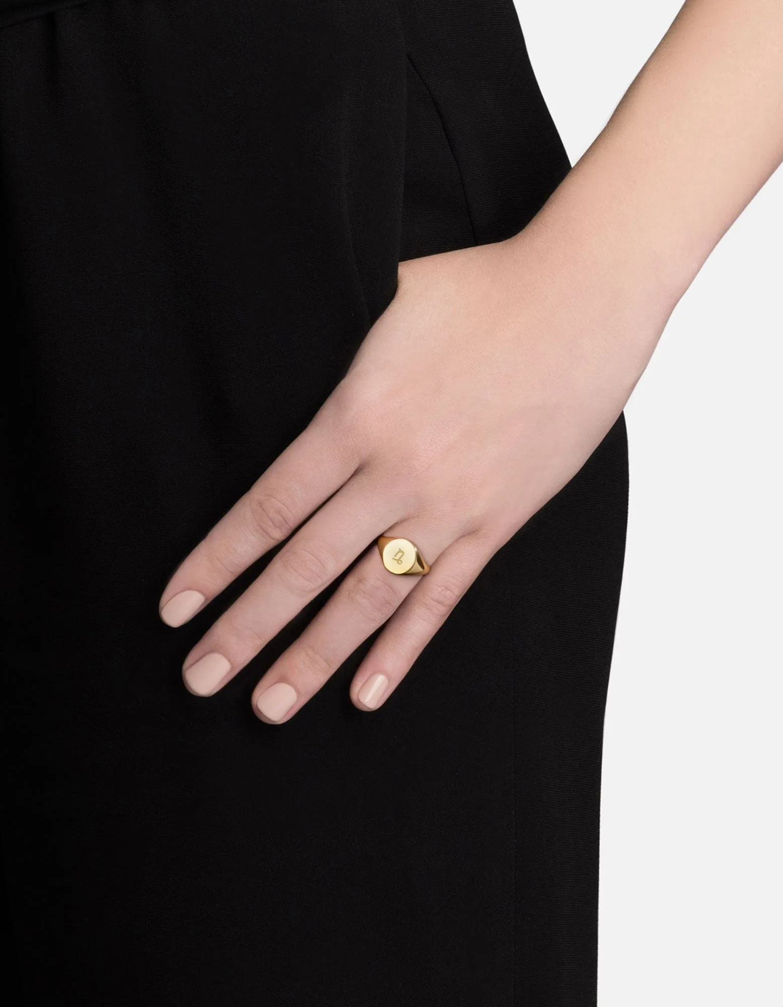 Capricorn Astro Signet Ring, 14k Gold