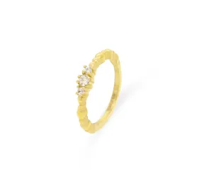 CELESTE 18K GOLD 3 STONE STACKABLE RING