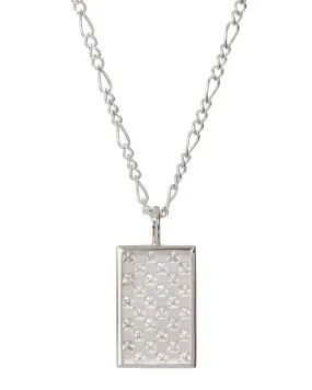 Checkerboard Dog Tag Necklace- Silver