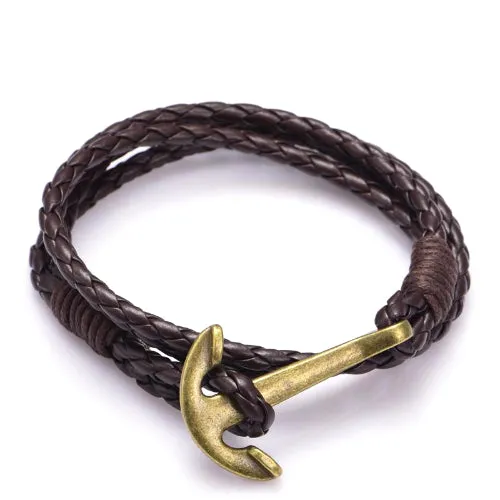 Classy Men Anchor Leather Bracelet - 3 Styles