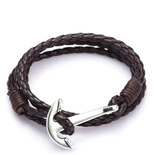 Classy Men Anchor Leather Bracelet - 3 Styles