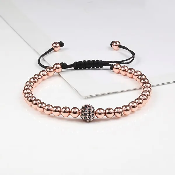 Classy Men Rose Gold Luxury Bead Bracelet