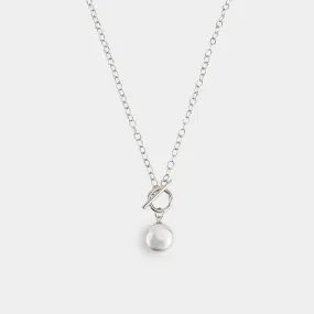 COIN PEARL AND SILVER CIRCLE PENDANT