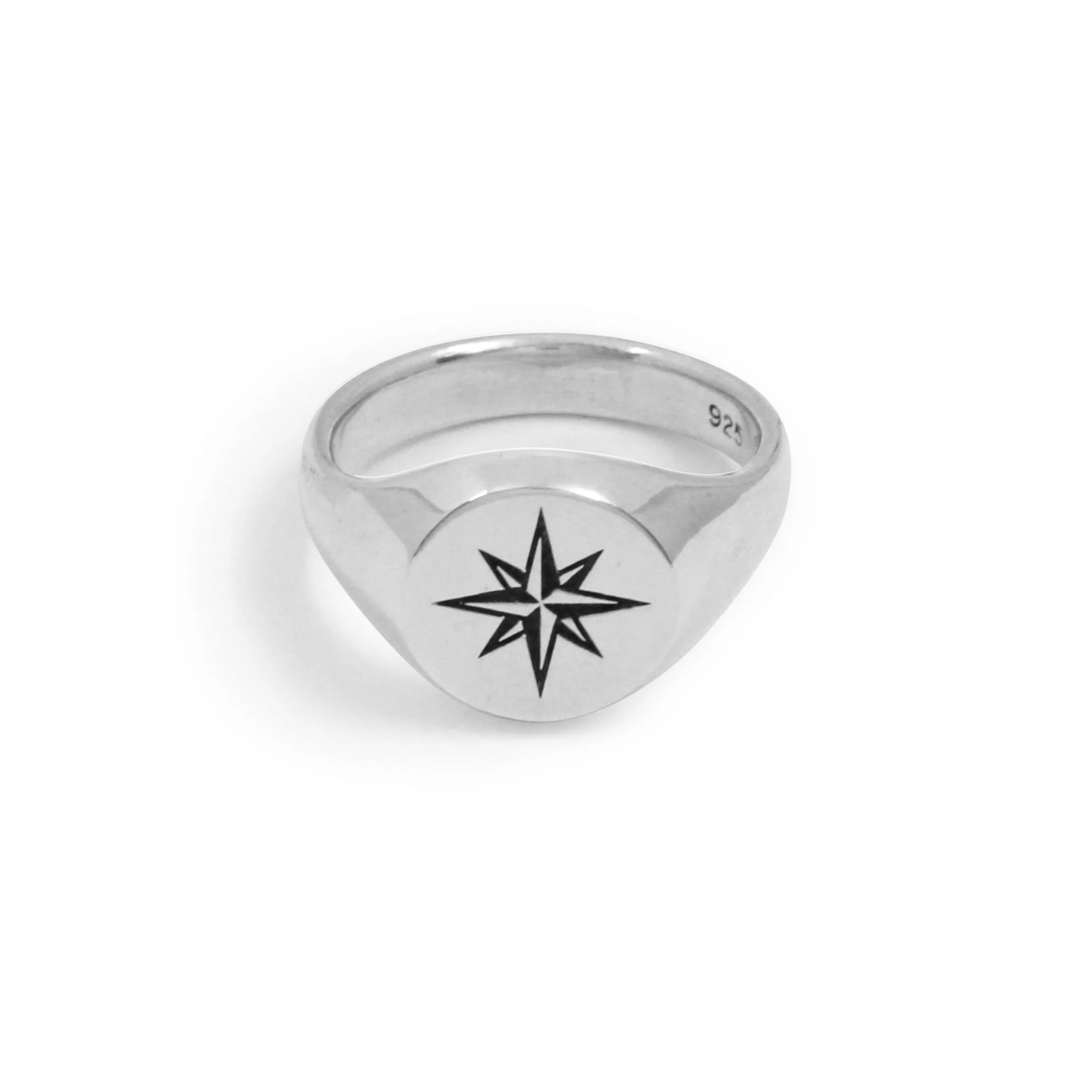 Compass Signet Ring in Sterling Silver