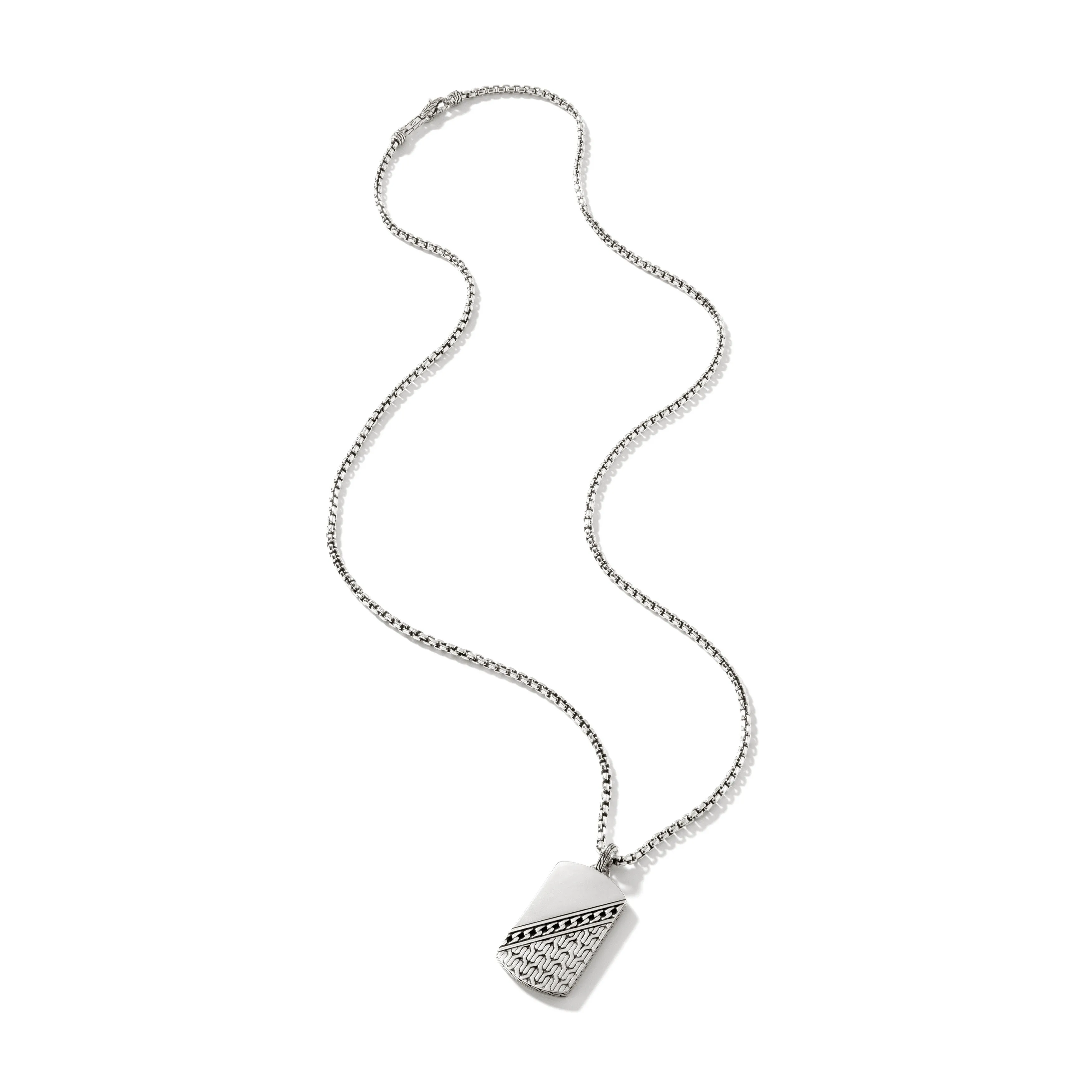 Curb Chain Tag Necklace, Sterling Silver