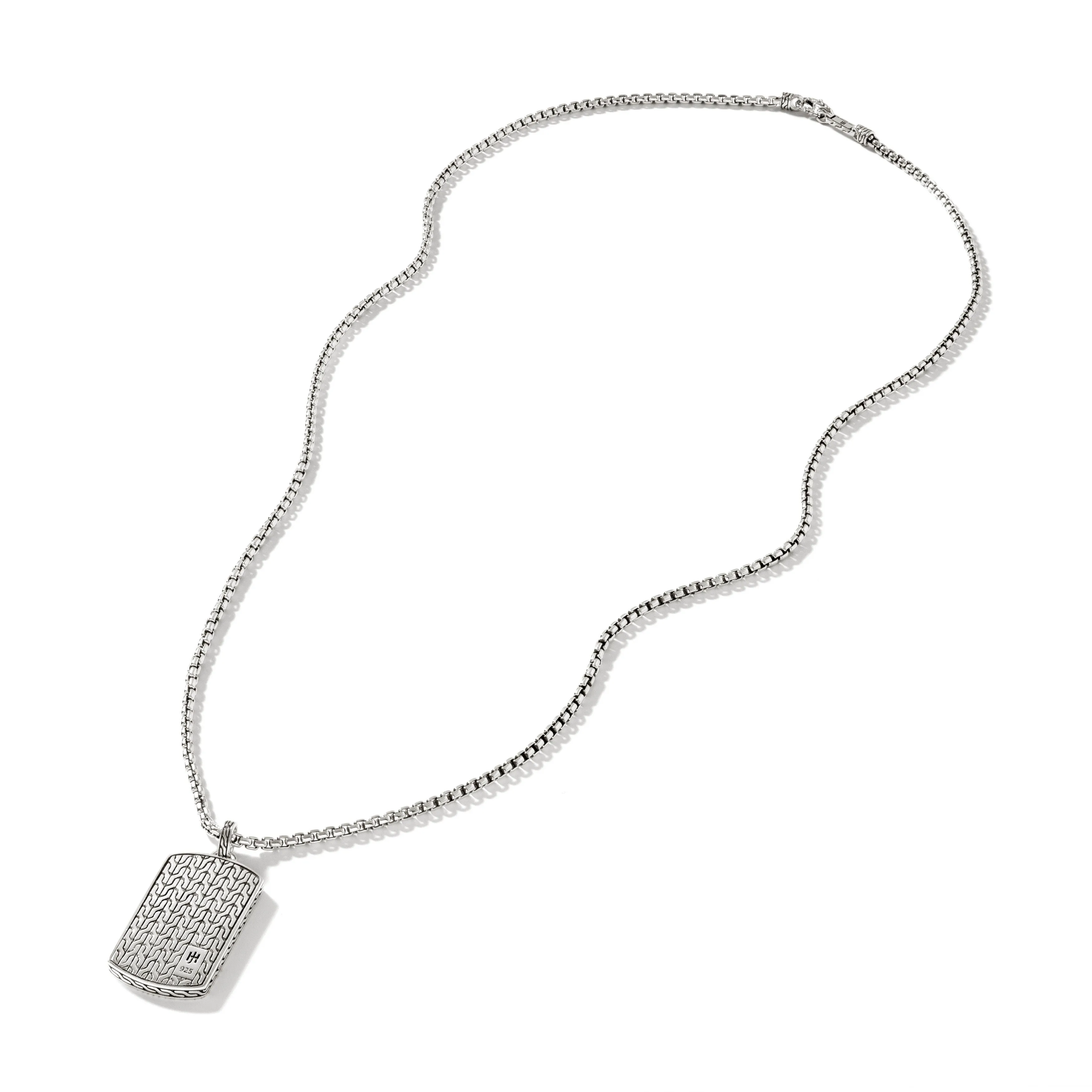 Curb Chain Tag Necklace, Sterling Silver